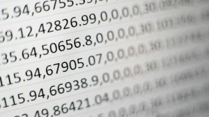 White printing paper with numbers