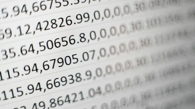 White printing paper with numbers