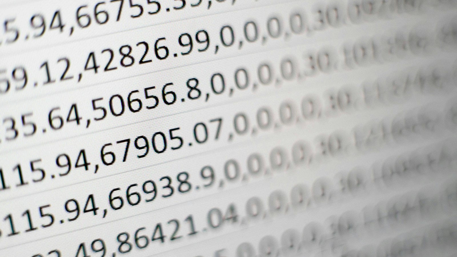 White printing paper with numbers